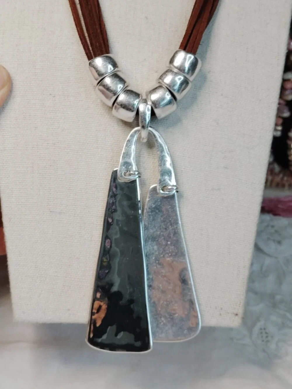 RLM Soho Leather Necklace – Silver Paddle Pendant